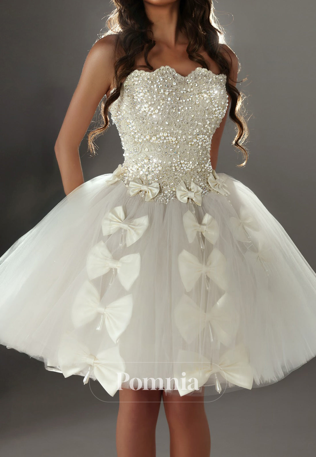 Charming A-Line Strapless Sleeveless Bowknot Wedding Dress