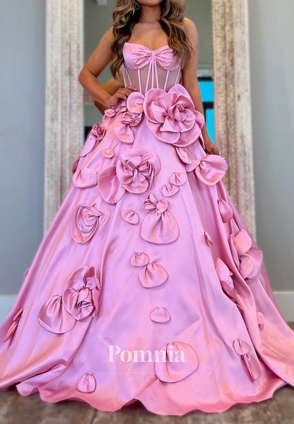 Charming A-Line Strapless Sleeveless Corset Tulle Prom Dress