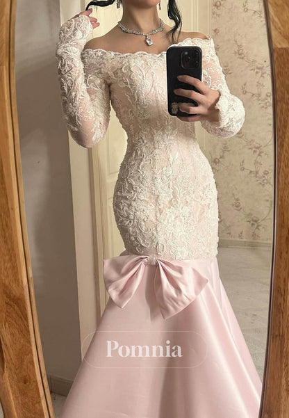Charming Long Sleeves Square Lace Prom Dress