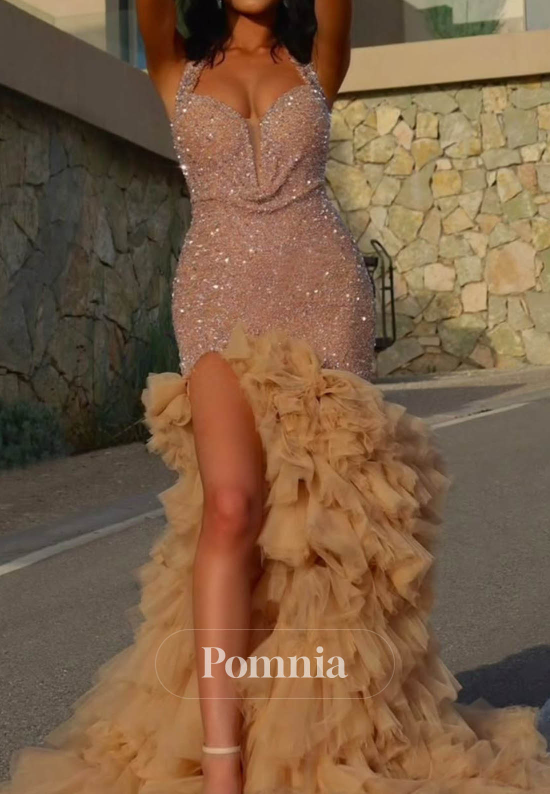 Charming Sleeveless Strapless Ruffles Evening Dress