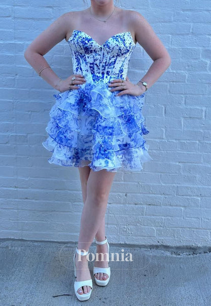 Charming Sleeveless Strapless Ruffles Homecoming Dress