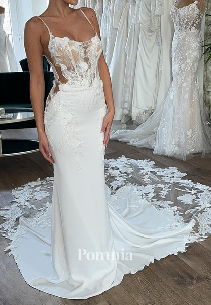 Charming Spaghetti Straps Sweetheart Appliques Wedding Dress