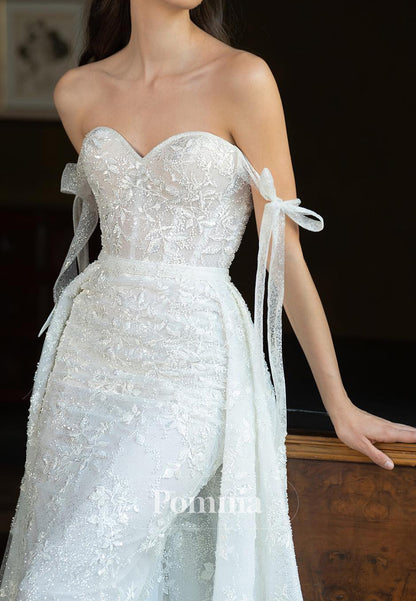 Charming Sweetheart Sleeveless Bowknot Sheath Wedding Dress