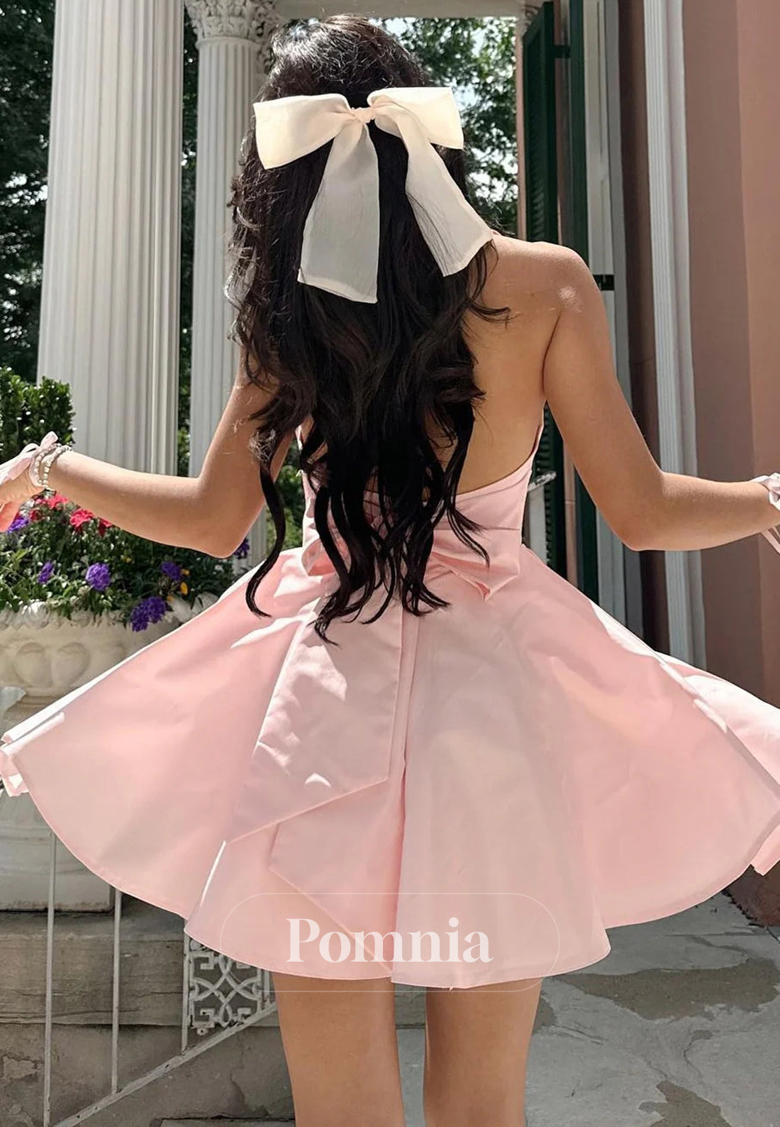 Cute A Line Sweetheart Pink Short Homecoming Dress with Bowknot