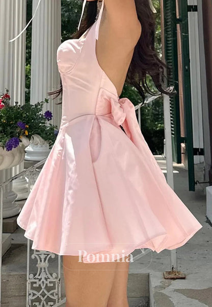 Cute A Line Sweetheart Pink Short Homecoming Dress with Bowknot