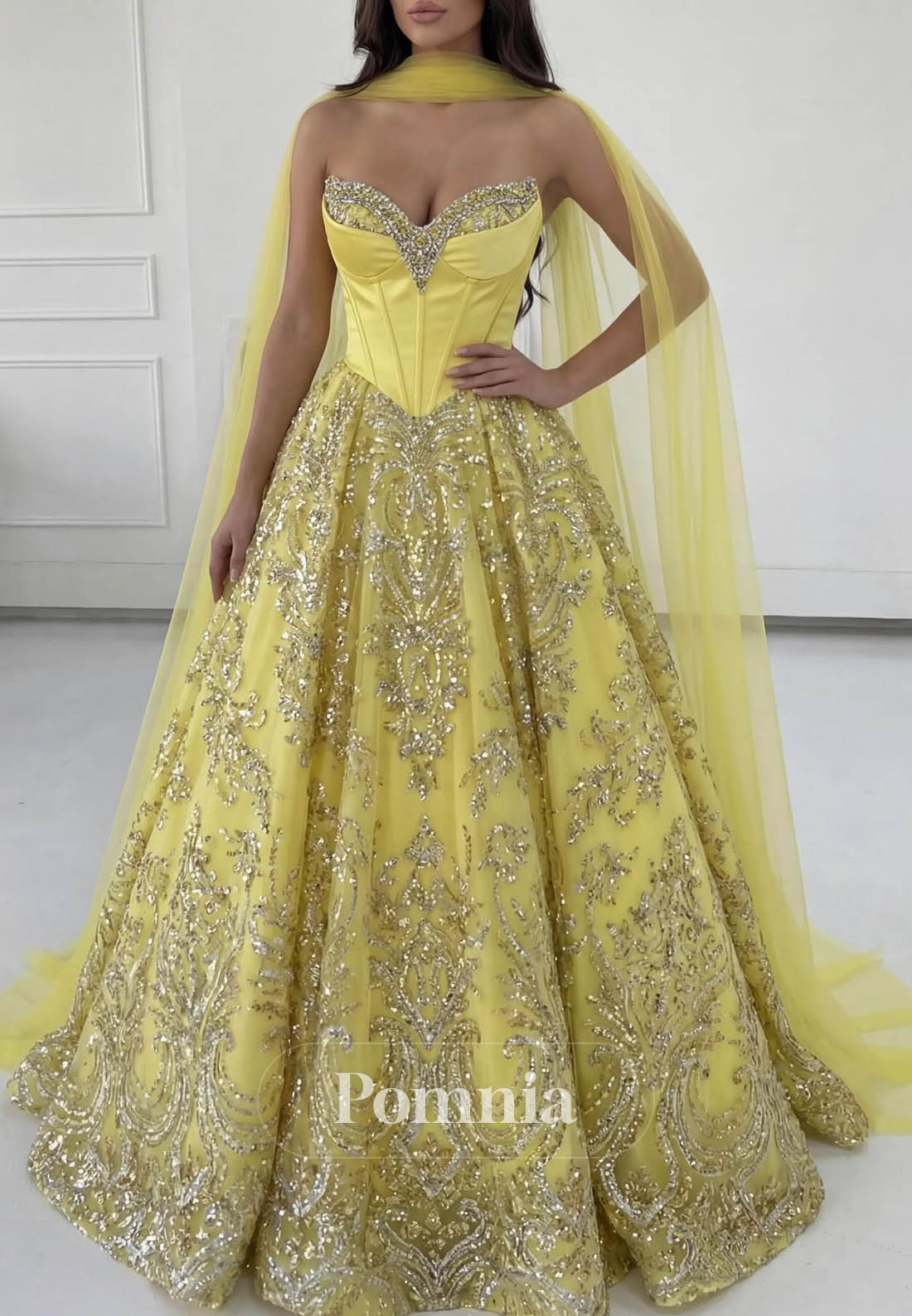 Daffodil A-Line Sweetheart Appliques Prom Dress