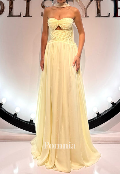 Daffodil Sleeveless Strapless Ruched A-Line Prom Dress