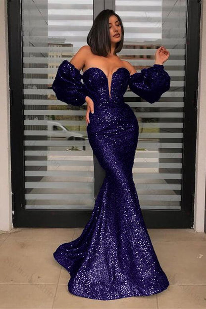 Strapless Sweetheart Sequined Evening Formal Dress