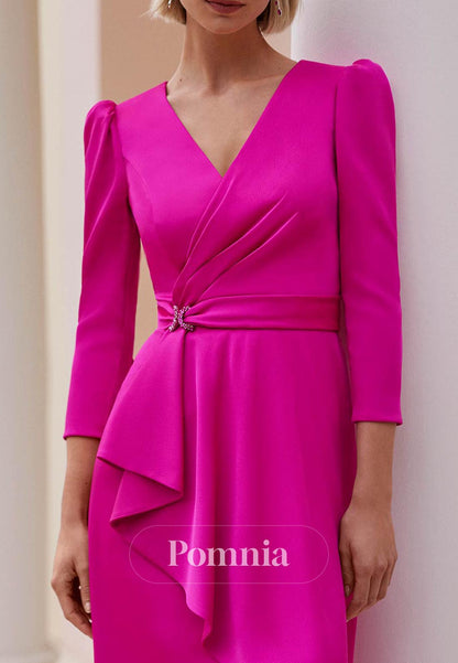 Featuring A-Line V-Neck Ruched Satin Mother of the Bride Dress