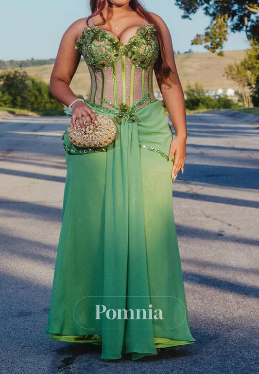 Dusty Sage Sleeveless Strapless Corset Tulle Prom Dress for Black Girl