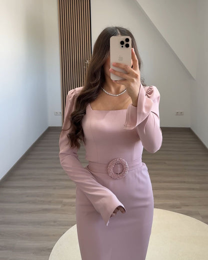 Elegant Long Sleeves Scoop Backless Evening Dress