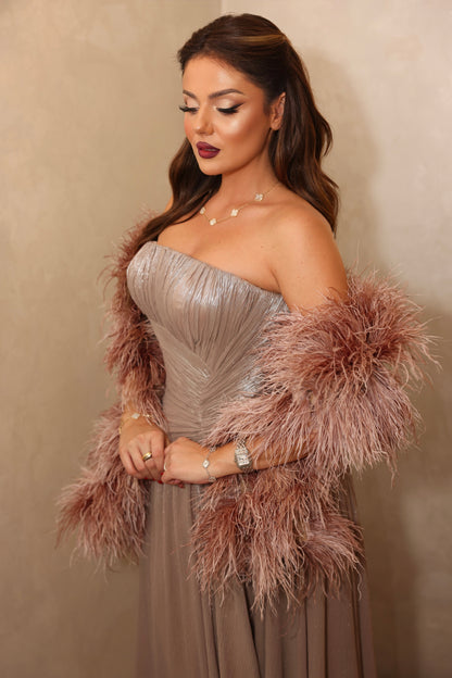 A-Line Metallic strapless gown