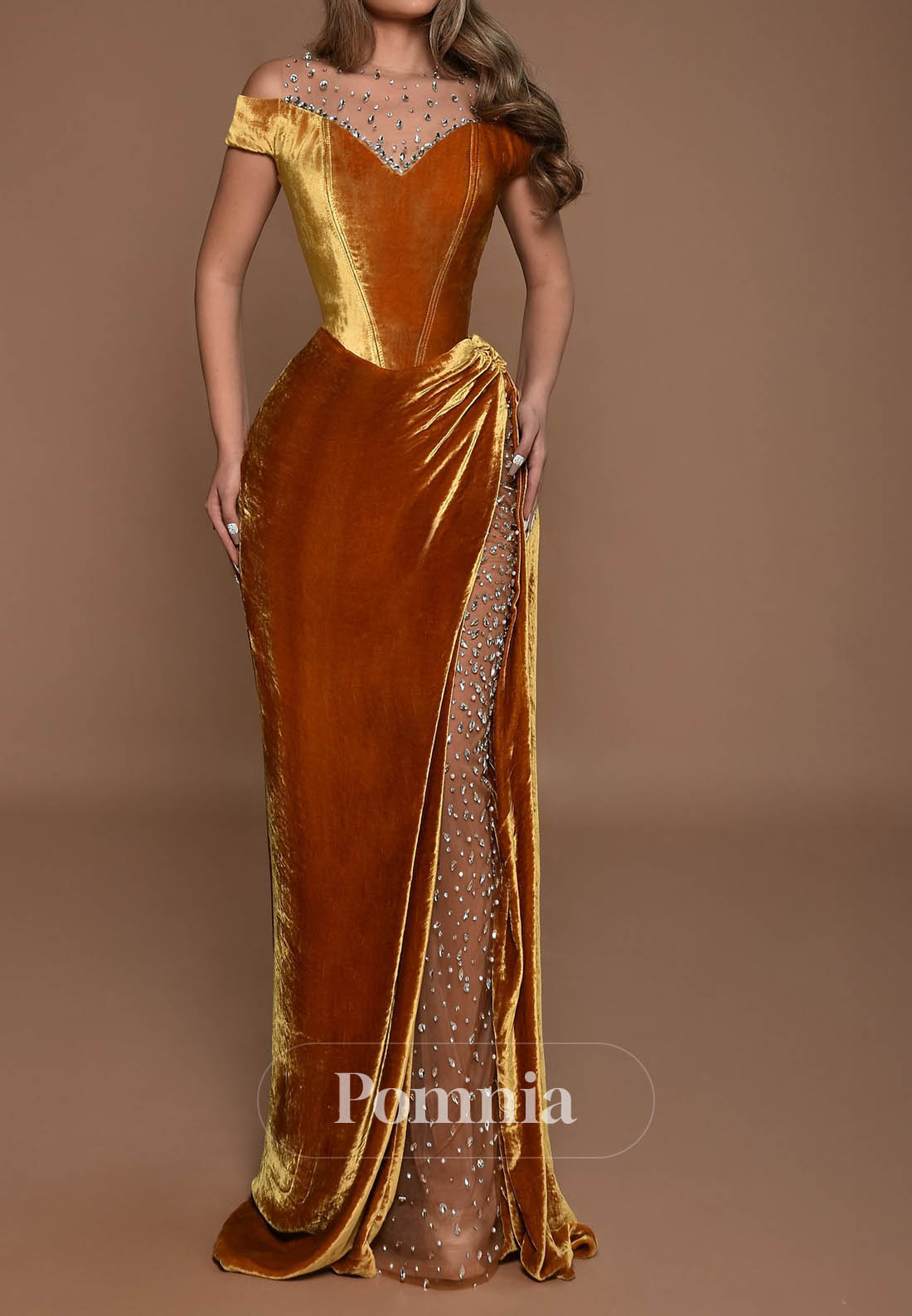 Elegant A-Line Sleeveless Strapless Ruched Velvet Prom Dress