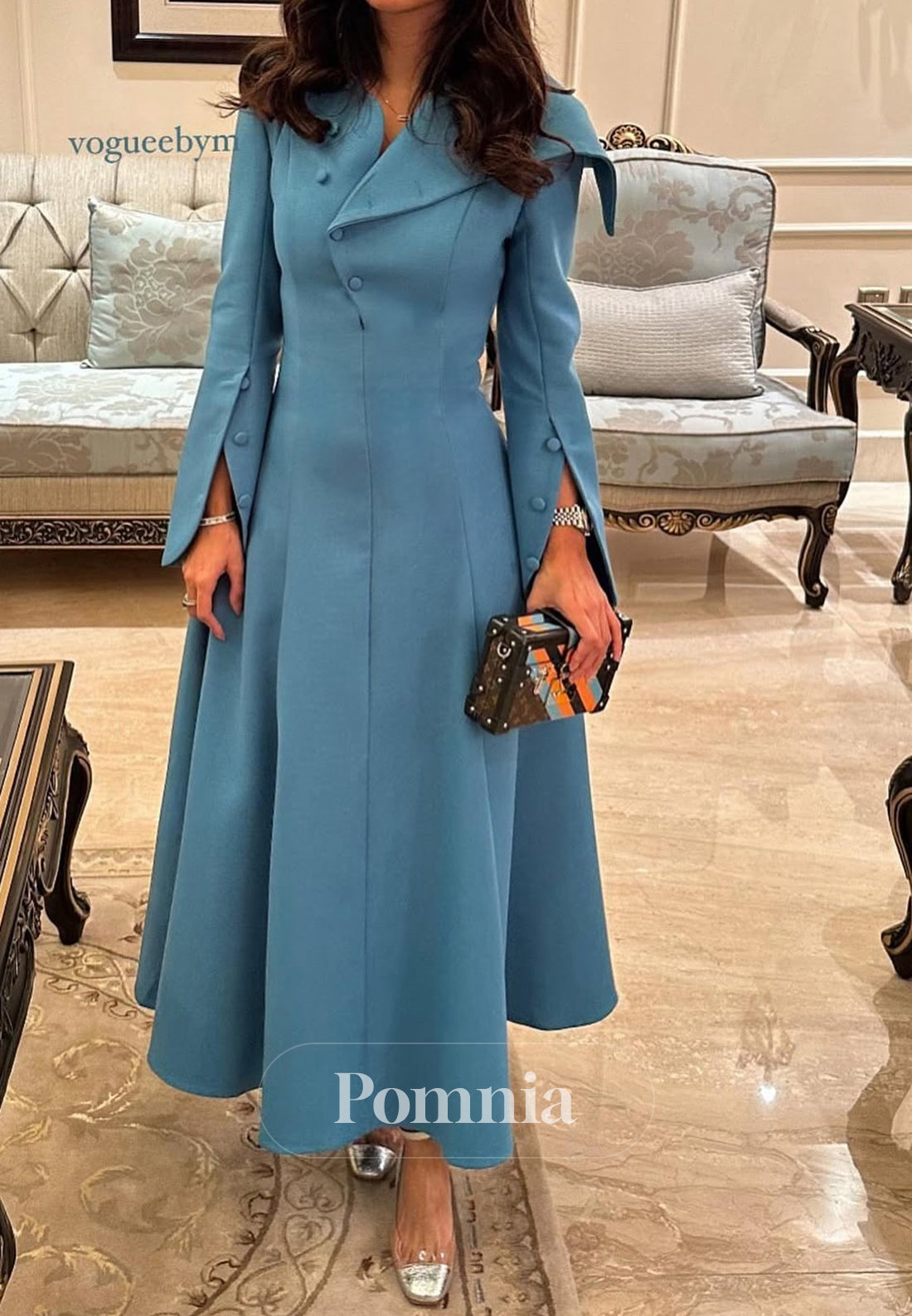 Elegant Long Sleeves Suit Collar Corset Evening Dress