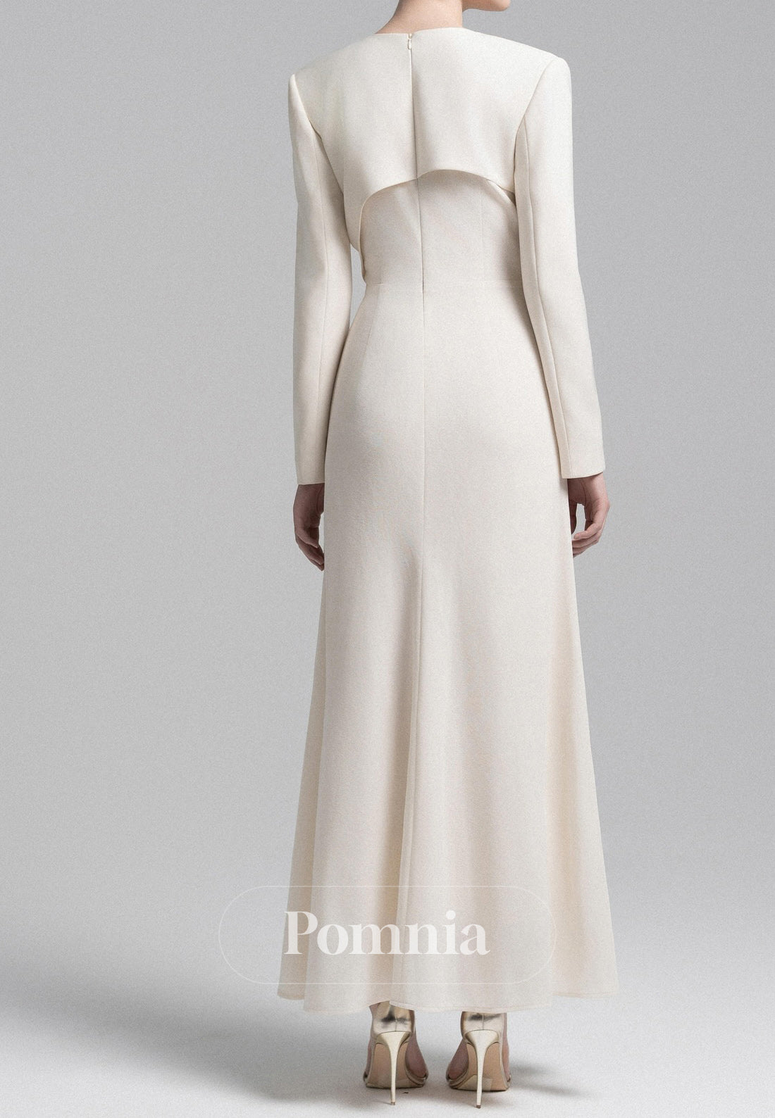 Elegant Long Sleeves V-Neck Ruched Satin Evening Dress