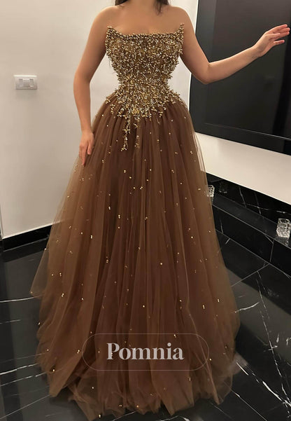 Elegant Sleeveless Strapless A-Line Prom Dress