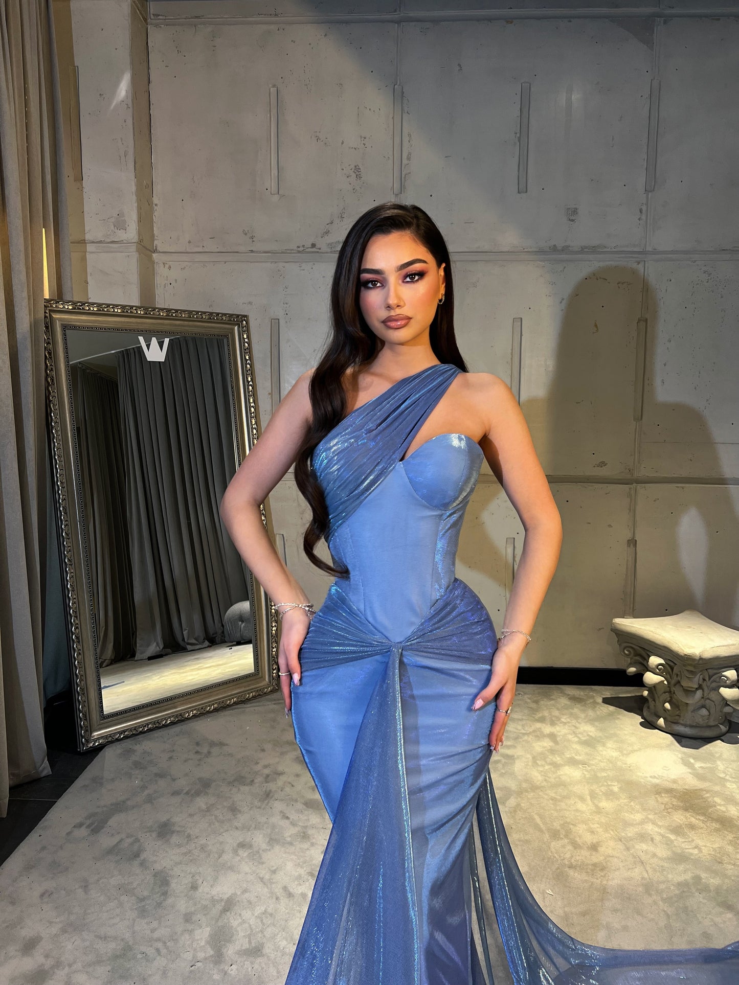 Simple One Shoulder Sleeveless Ruched Sheath Prom Dress