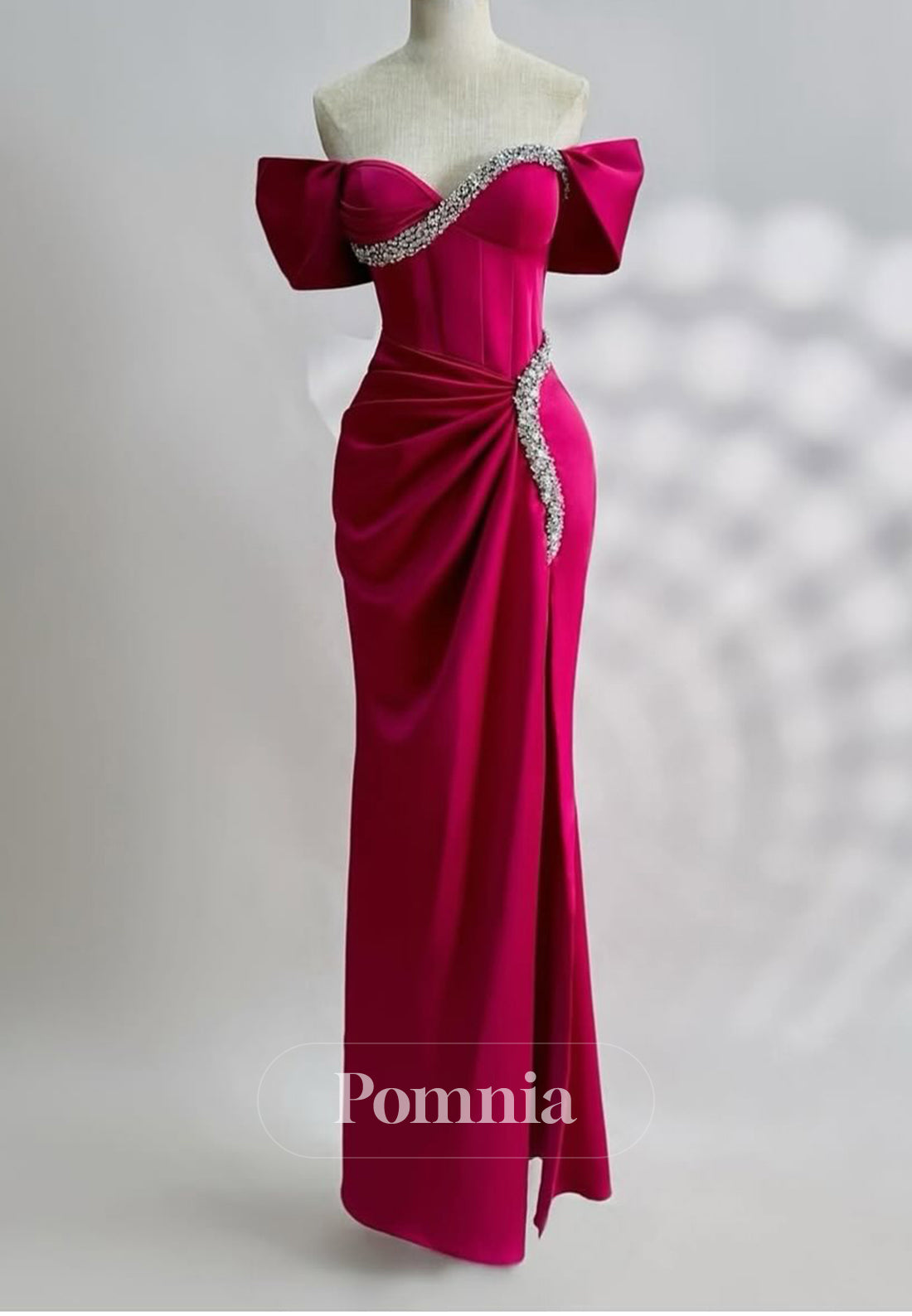 Fuchsia Cap Sleeves Sweetheart Beads Evening Dress