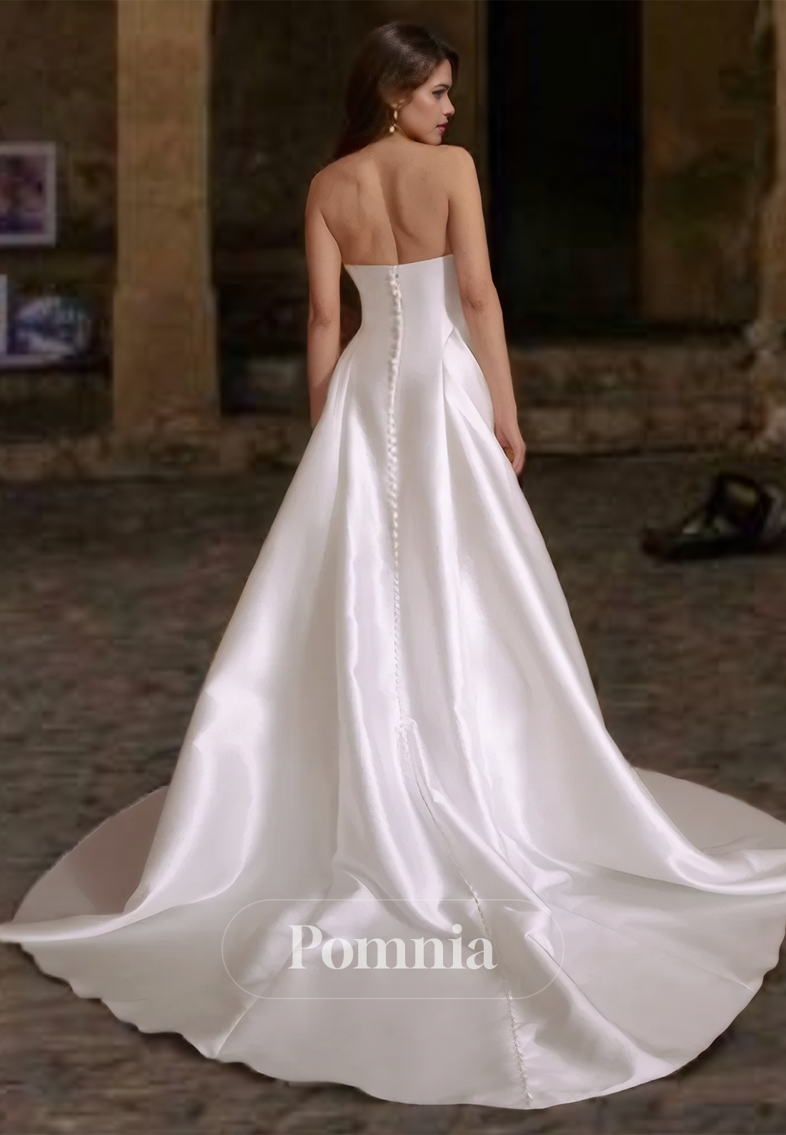 Simple A-Line Off-Shoulder Sweetheart Backless Court Train Romantic Wedding Dress