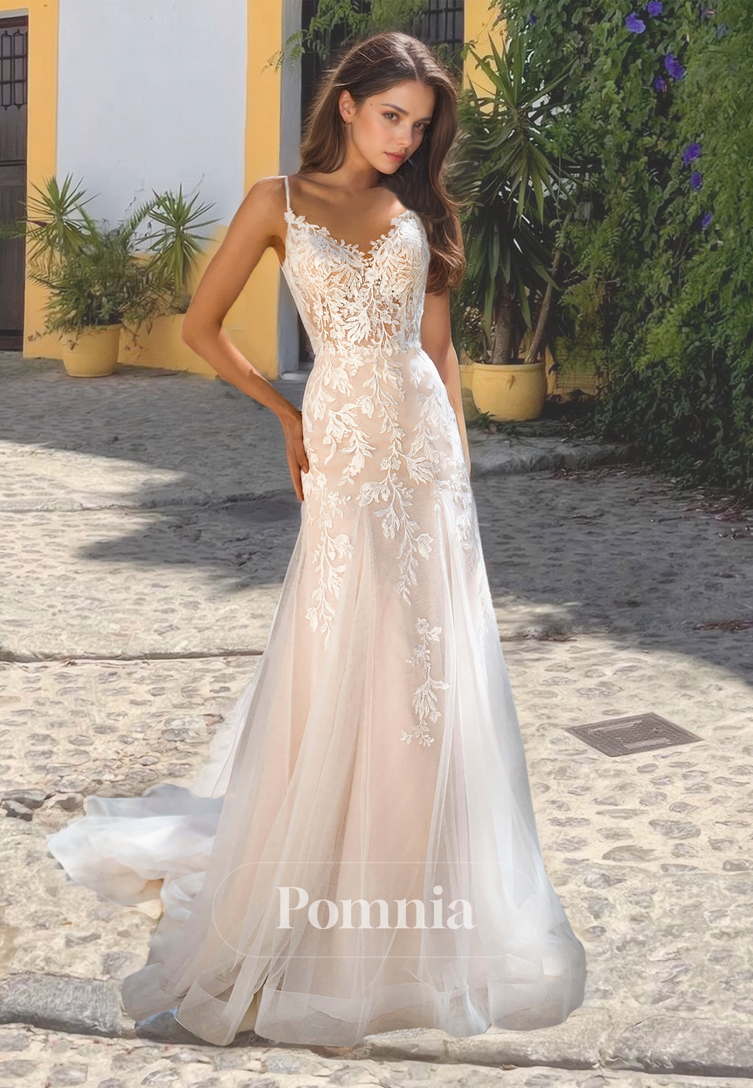 Chic A-Line Short Sleeves V-Neck Corset Tulle Illusion Backless Appliques Lace Wedding Dress