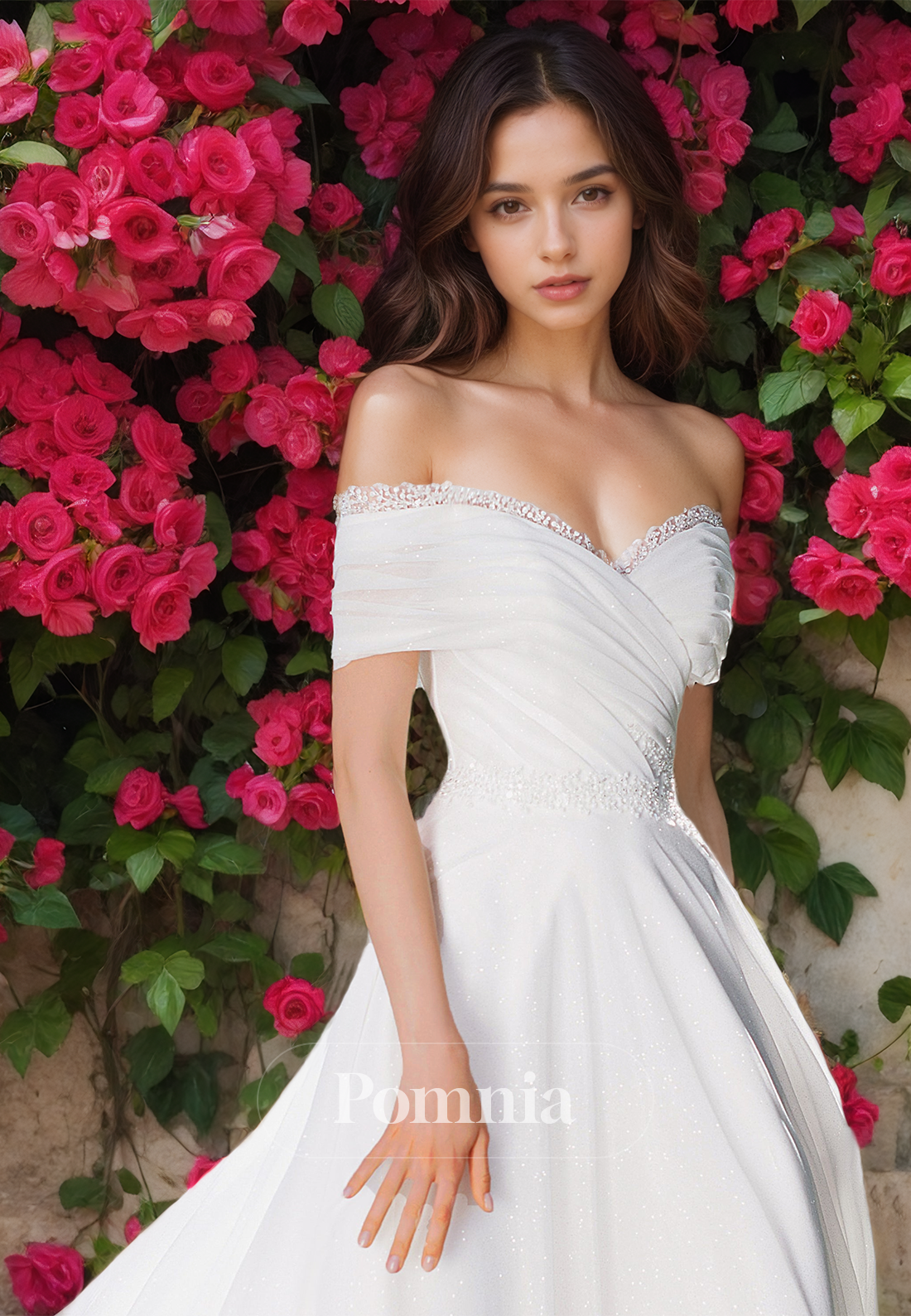 Chic A-Line Off-Shoulder Sweetheart Empire-Waist Ruched Satin Wedding Dress