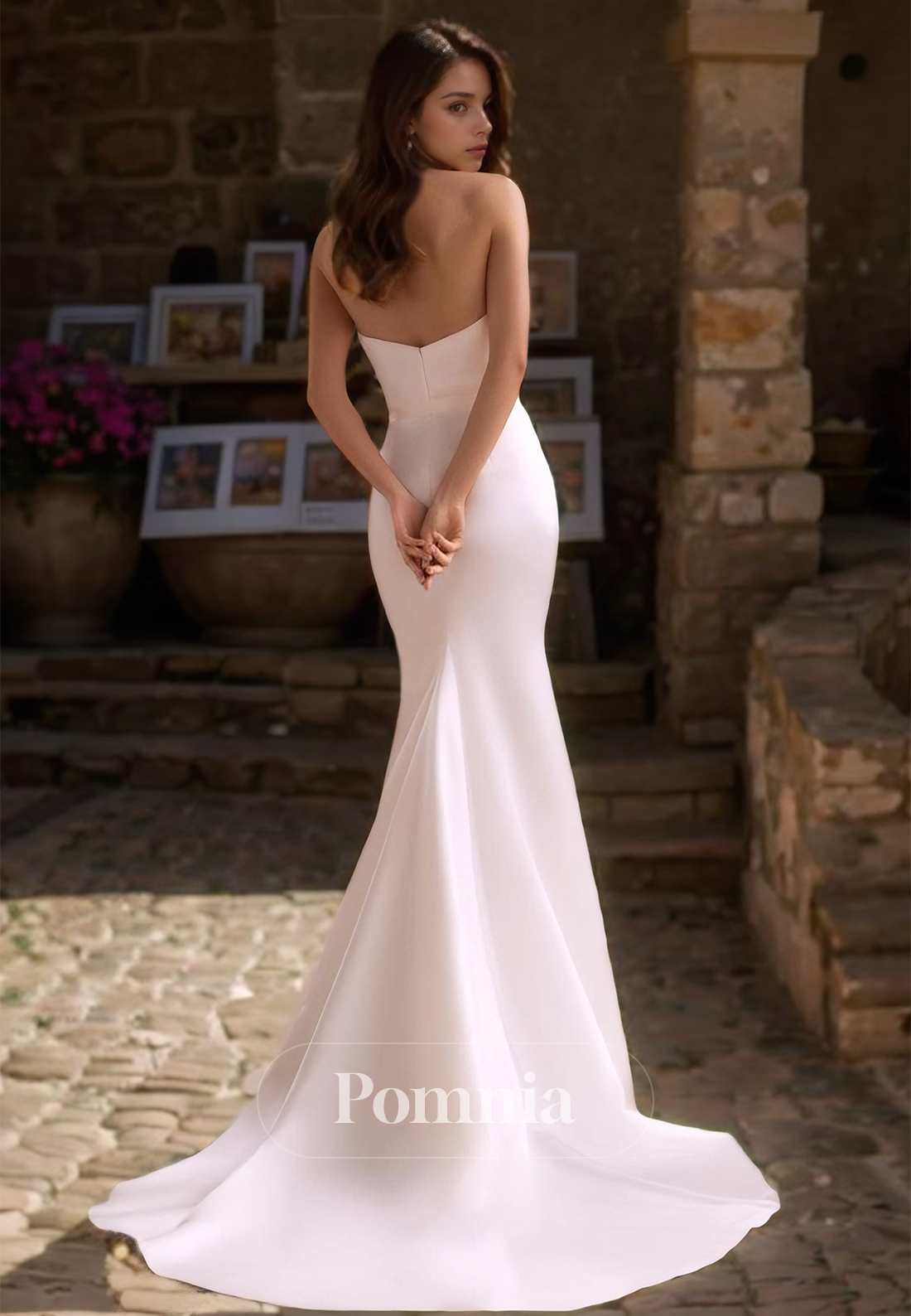 Mermaid Sweetheart Sleeveless Detachable Train Ruched Satin Wedding Dress