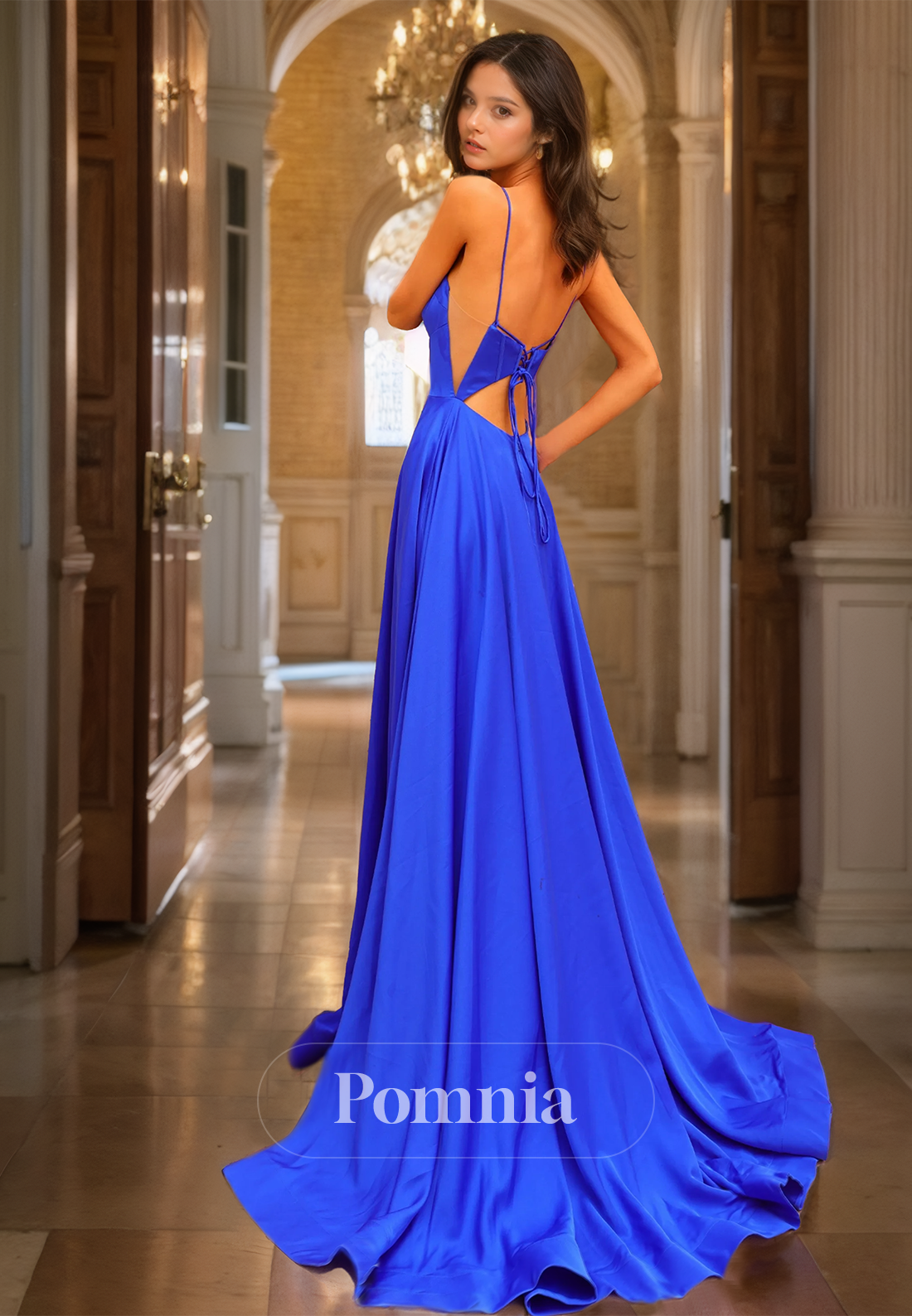 A-Line Spaghetti Straps Illusion Sweetheart Prom Dress with Slit Evening Party Dress