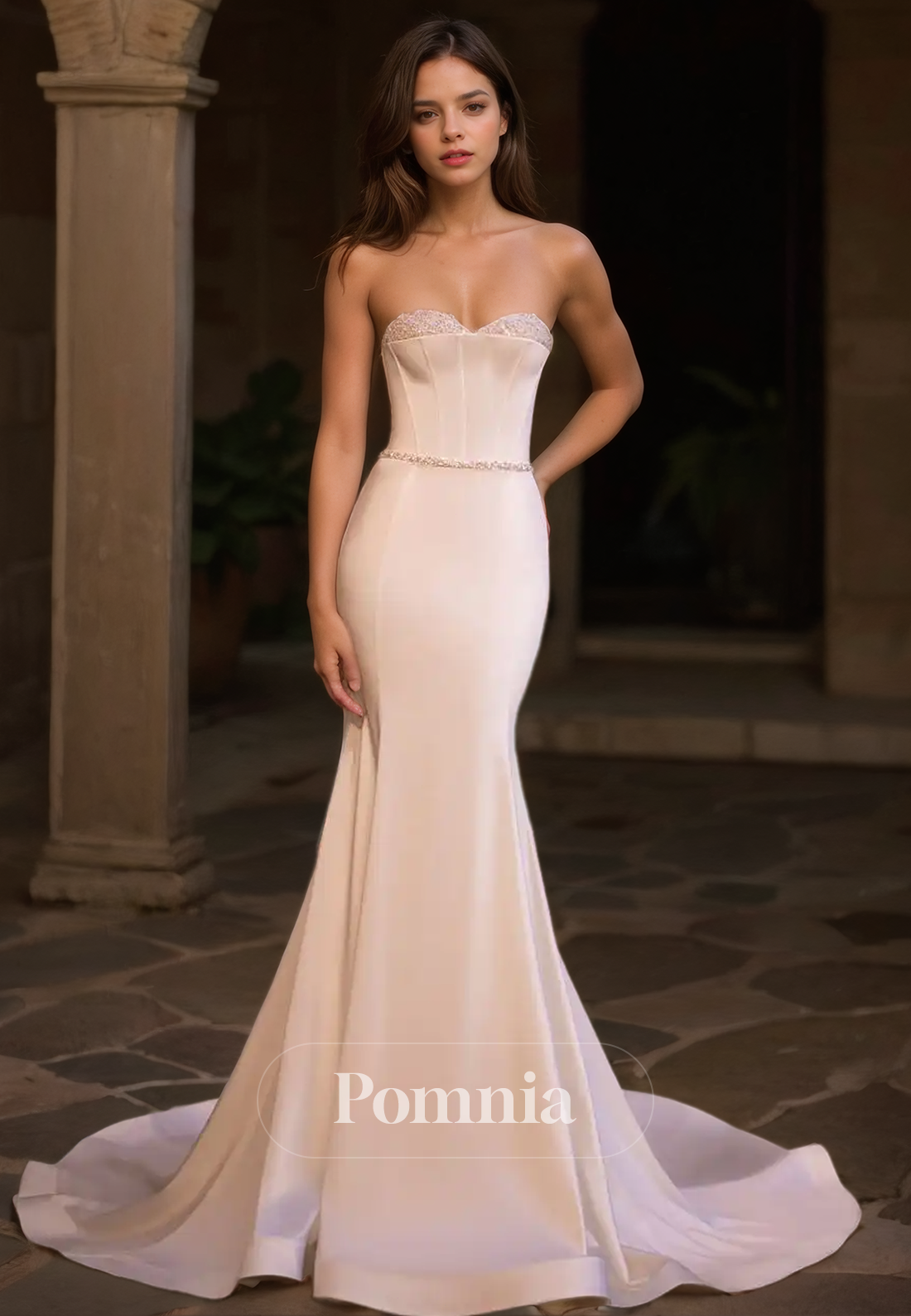 Elegant Strapless Sleeveless Empire-Waist Corset Mermaid Wedding Dress