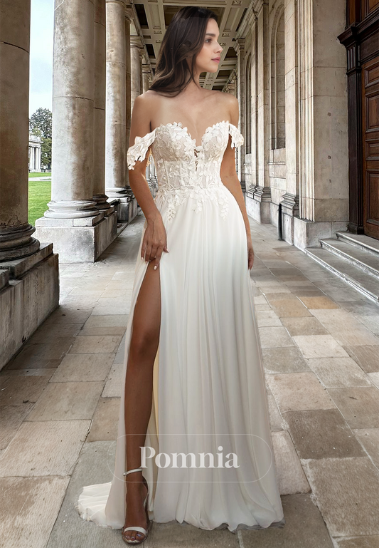 Elegant Off-Shoulder Cap Sleeves Empire-Waist Corset Tulle Backless Satin Wedding Dress