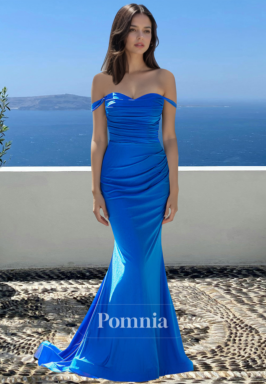 Blue Jay Sheath Sleeveless Strapless Ruched Backless Prom Evening Dress