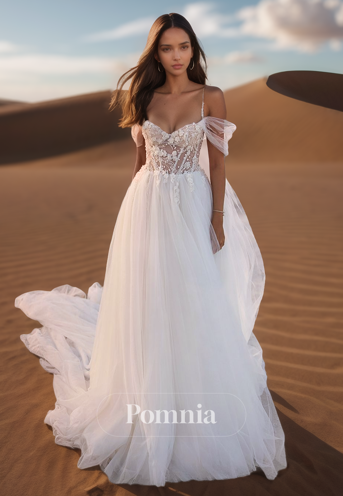 A-Line Spaghetti Straps Sweetheart Corset Tulle Appliques Lace Wedding Dress