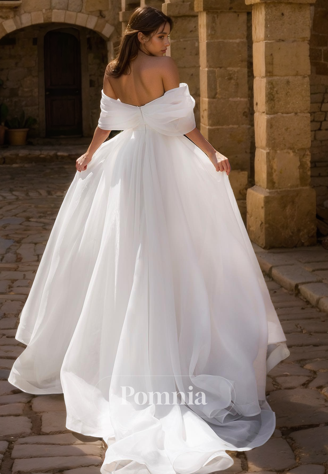 A-Line Empire-Waist Cap Sleeves High Slit V-Neck Long Beach Wedding Dress