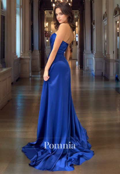 A-Line Off-Shoulder Empire-Waist Sweetheart Sleeveless Pleated Long Prom Dress