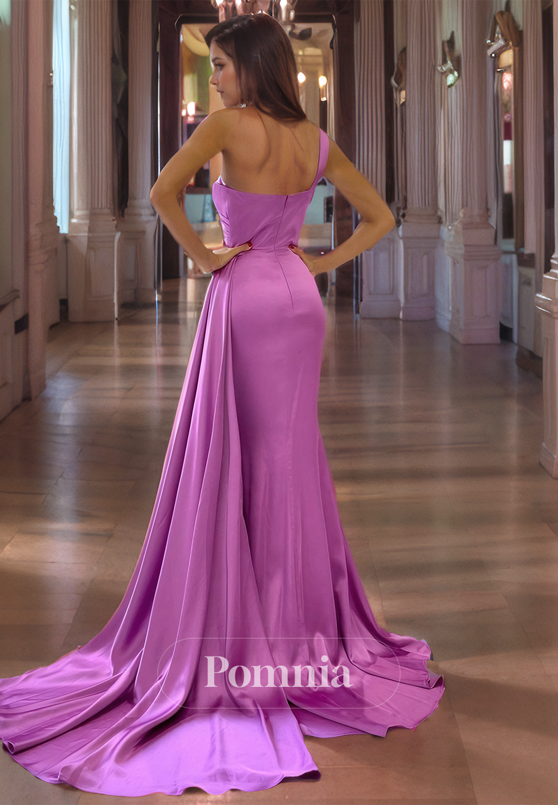 Mermaid/Trumpet One Shoulder Sweetheart Sleeveless Pleated Long Prom Dress