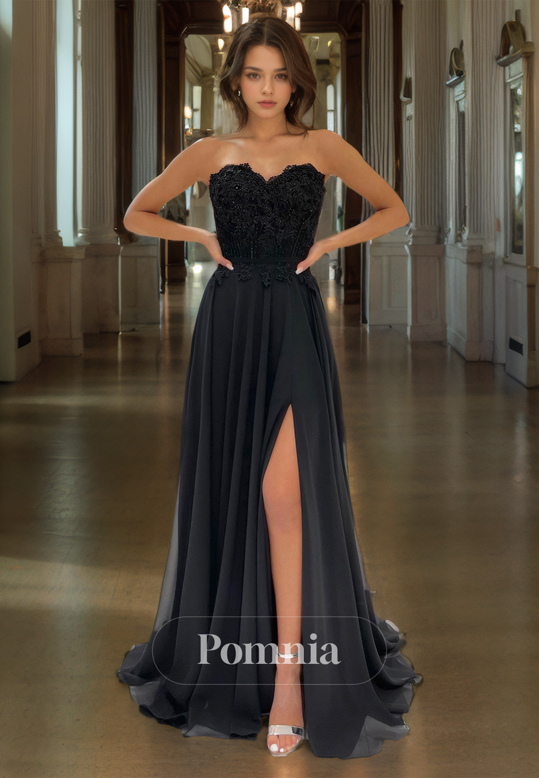 A-Line Off-Shoulder Sweetheart Sleeveless Empire-Waist Long Prom Dress