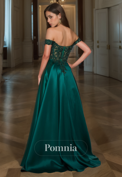 Dark Green A-Line Cap Sleeves Lace Corset Formal Evening Dress with Train Illusion Prom Party Dress