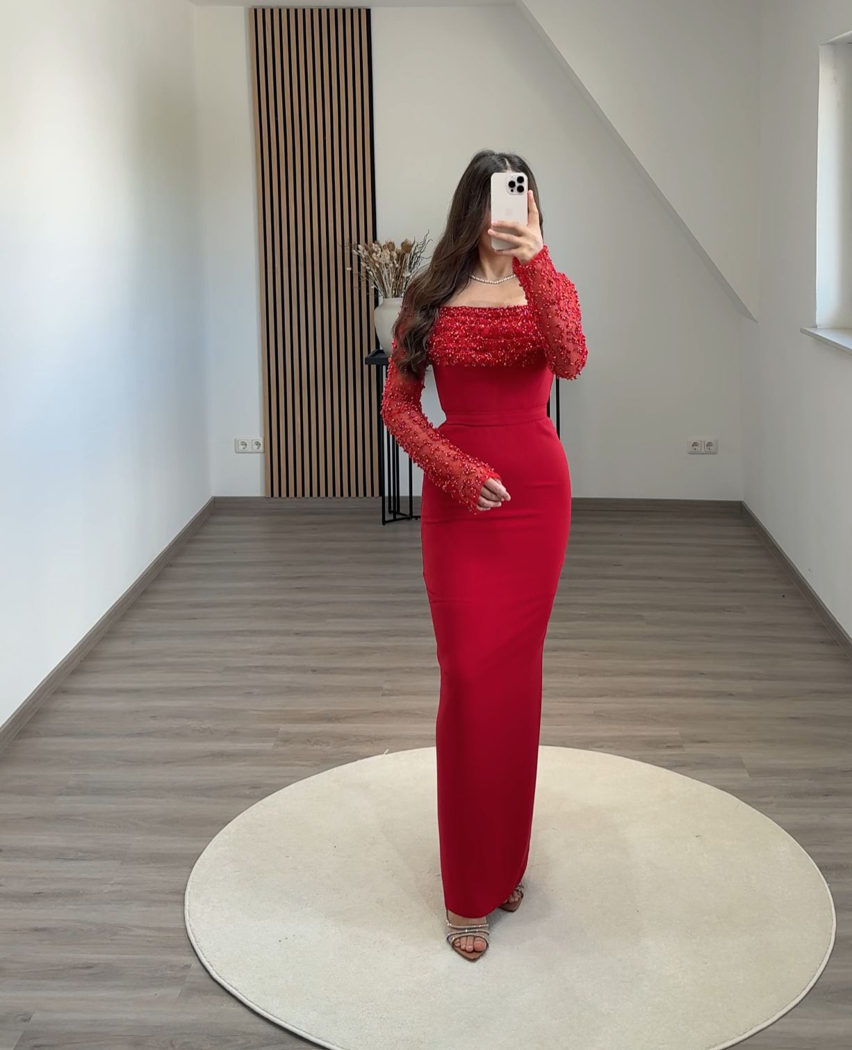 Elegant Long Sleeves Suit Collar Empire-Waist Evening Dress