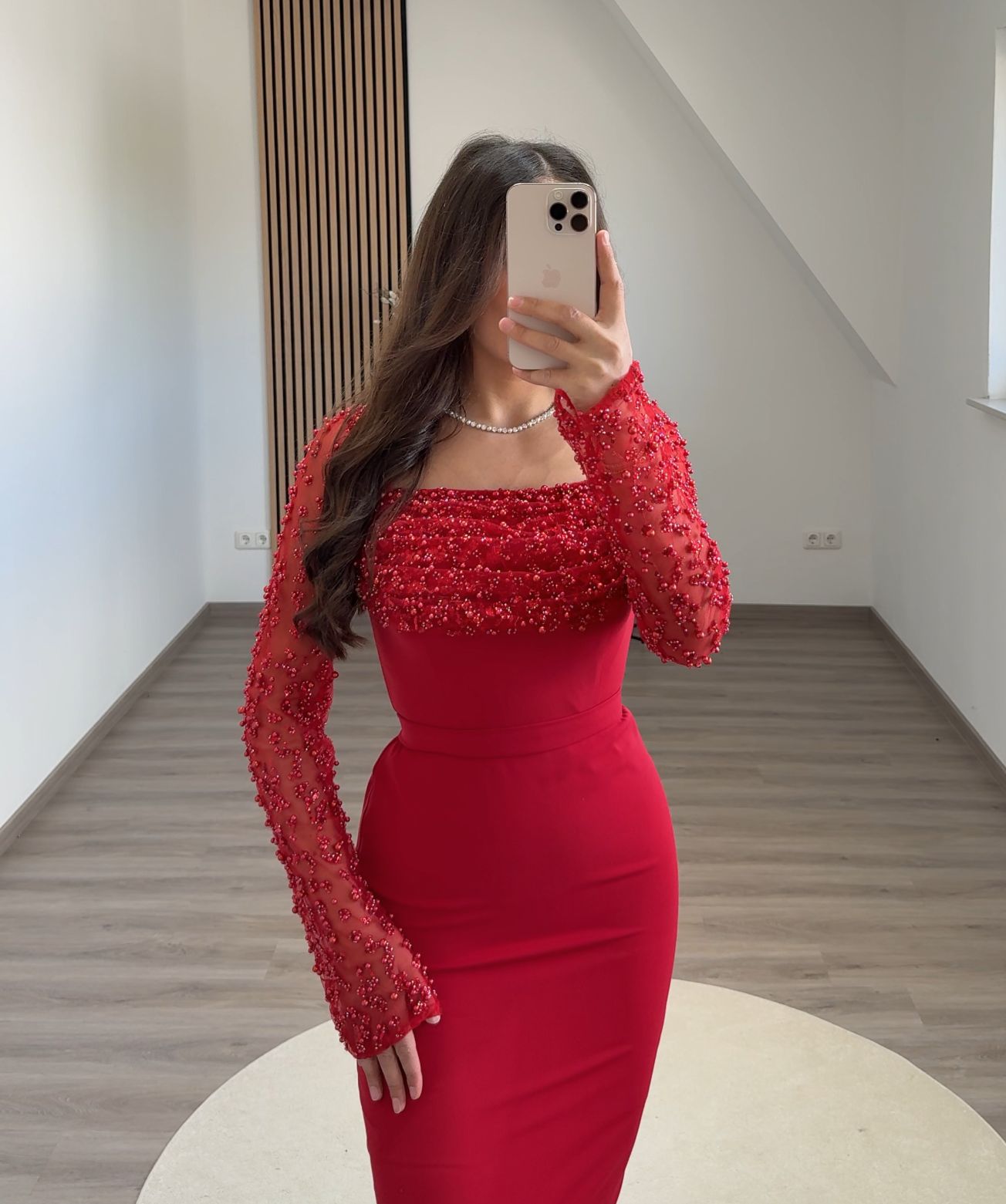 Elegant Long Sleeves Suit Collar Empire-Waist Evening Dress