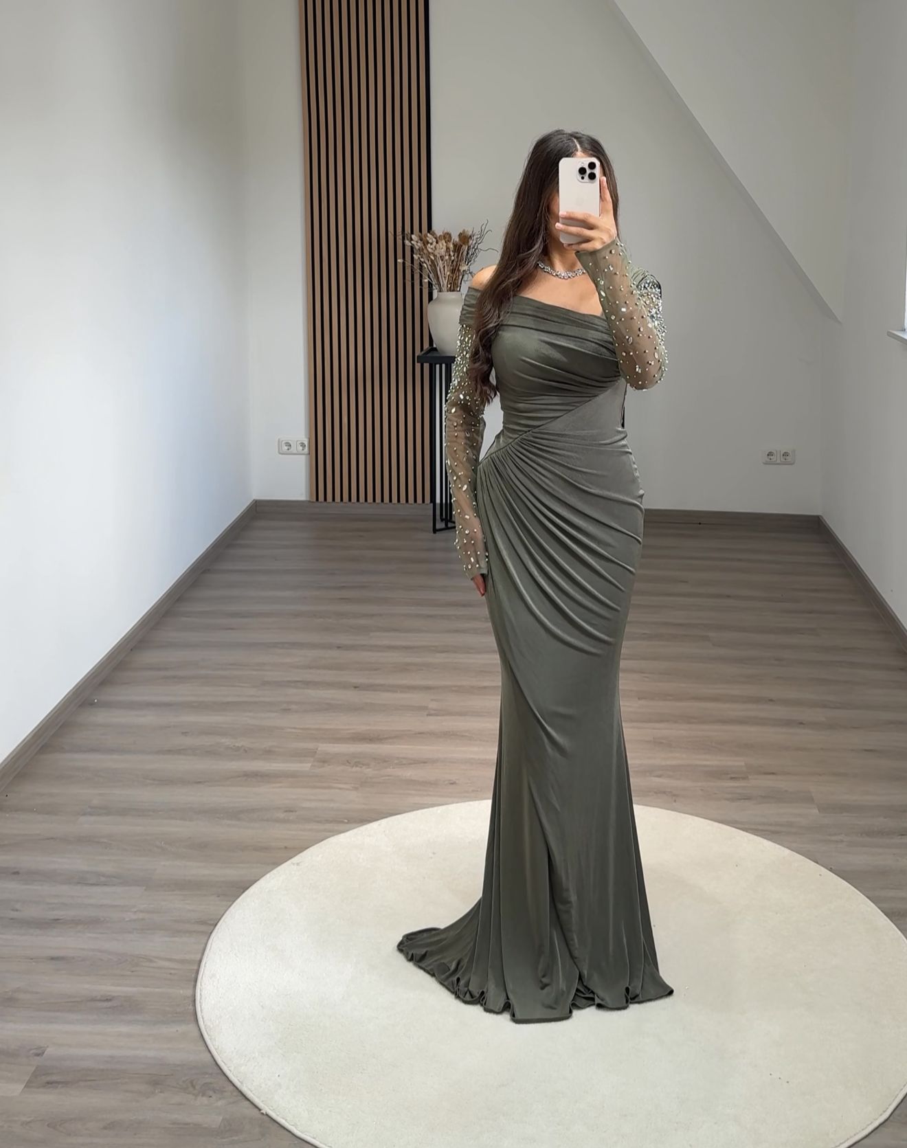 Elegant Long Sleeves Scoop Backless Evening Dress