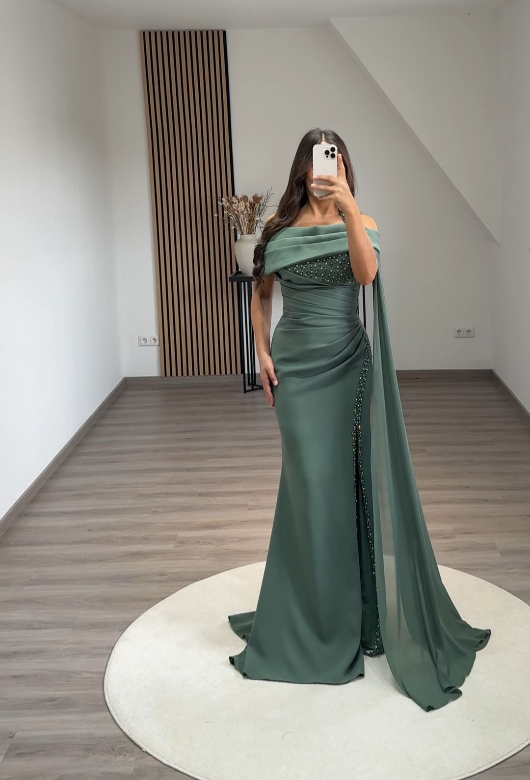 A-Line Strapless Sleeveless Beads Evening Dress