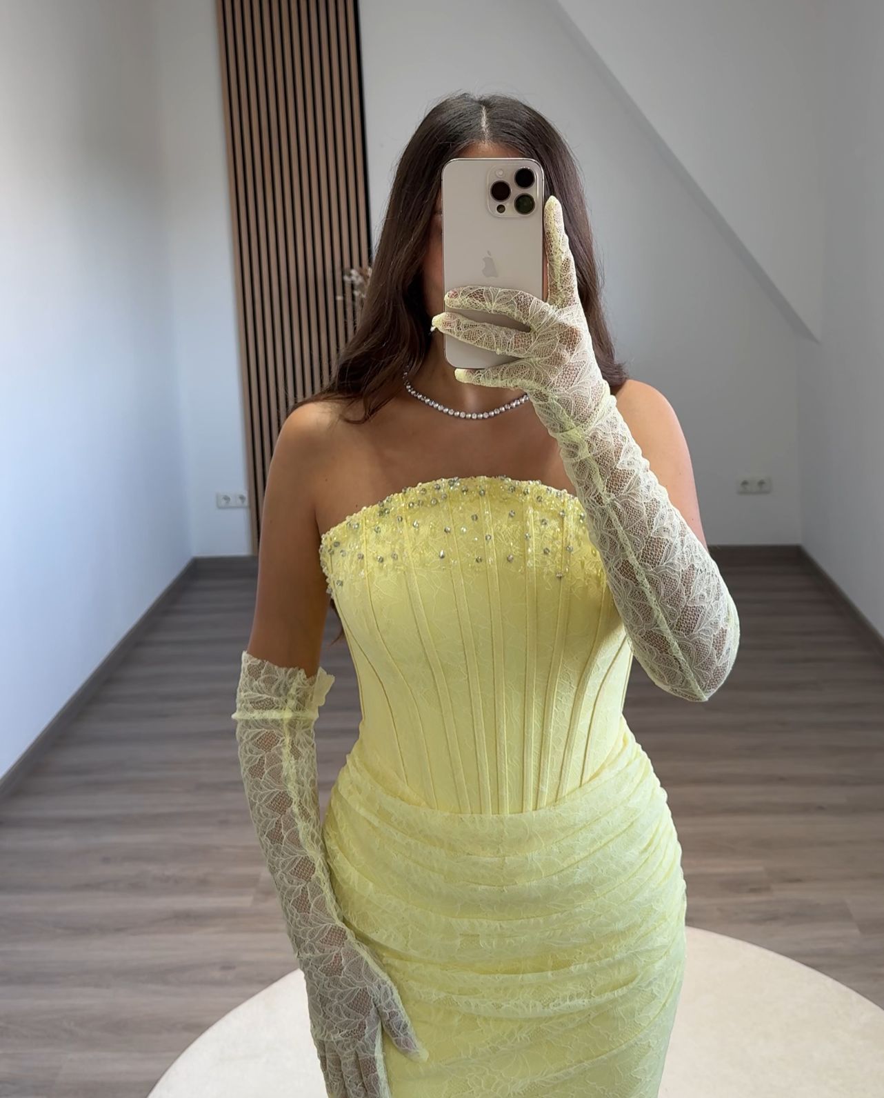 A-Line Strapless Cap Sleeves Appliques Empire-Waist Prom Evening Dress