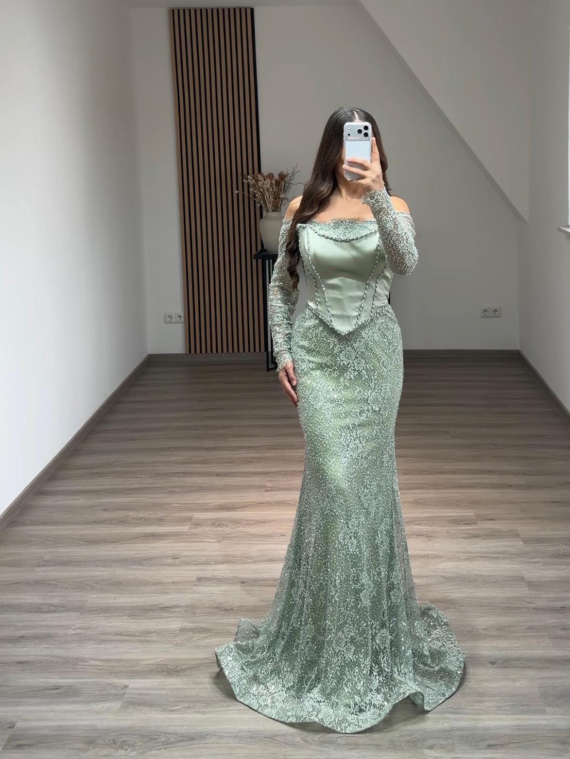 Elegant Long Sleeves Scoop Sequins A-Line Evening Dress