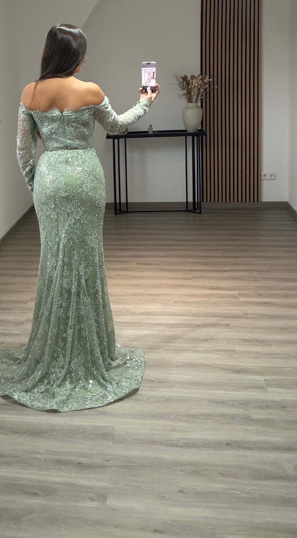 Elegant Long Sleeves Scoop Sequins A-Line Evening Dress