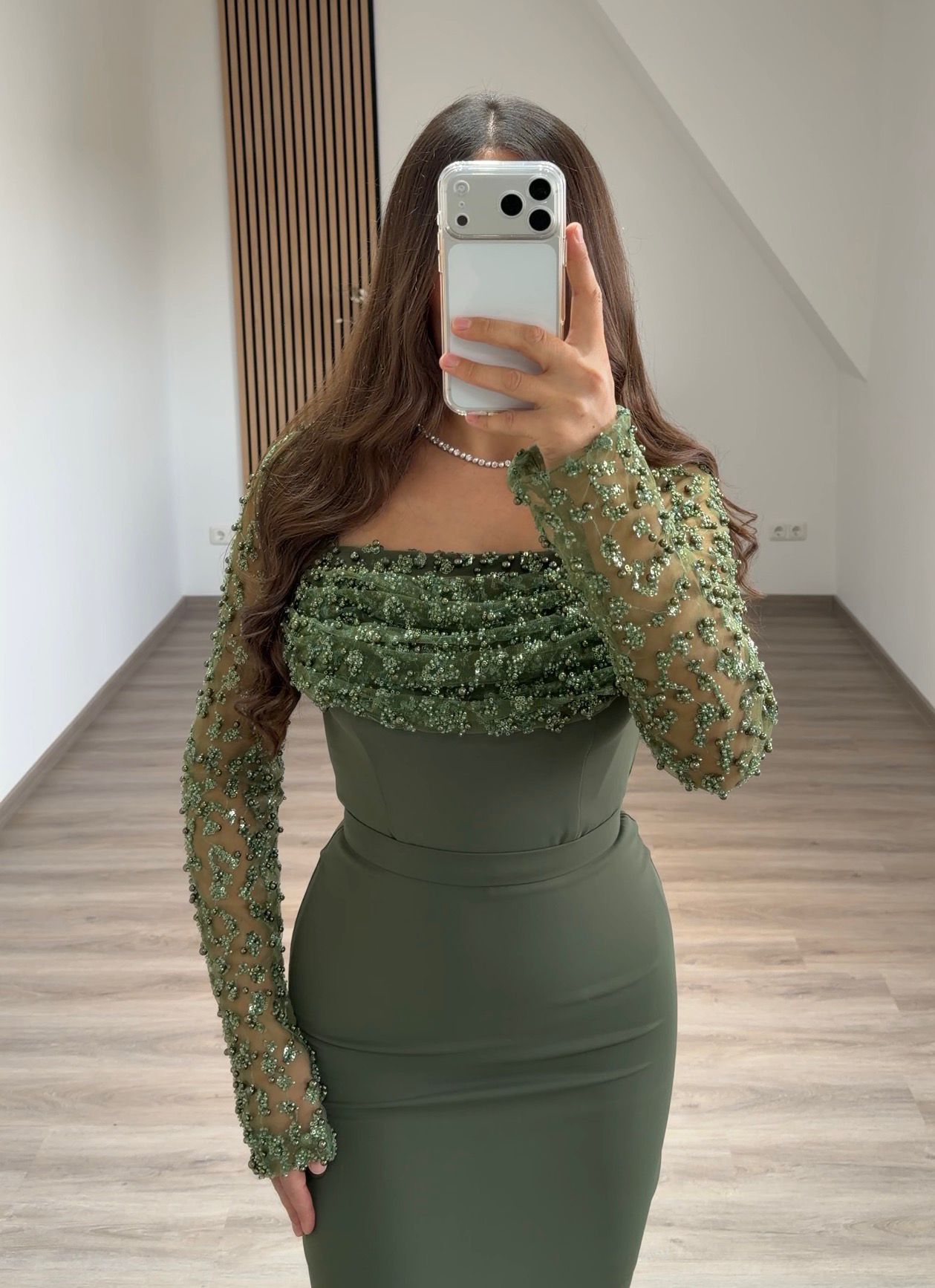 Sparkly High Neck Sequins Ruched Formal Evening Dress