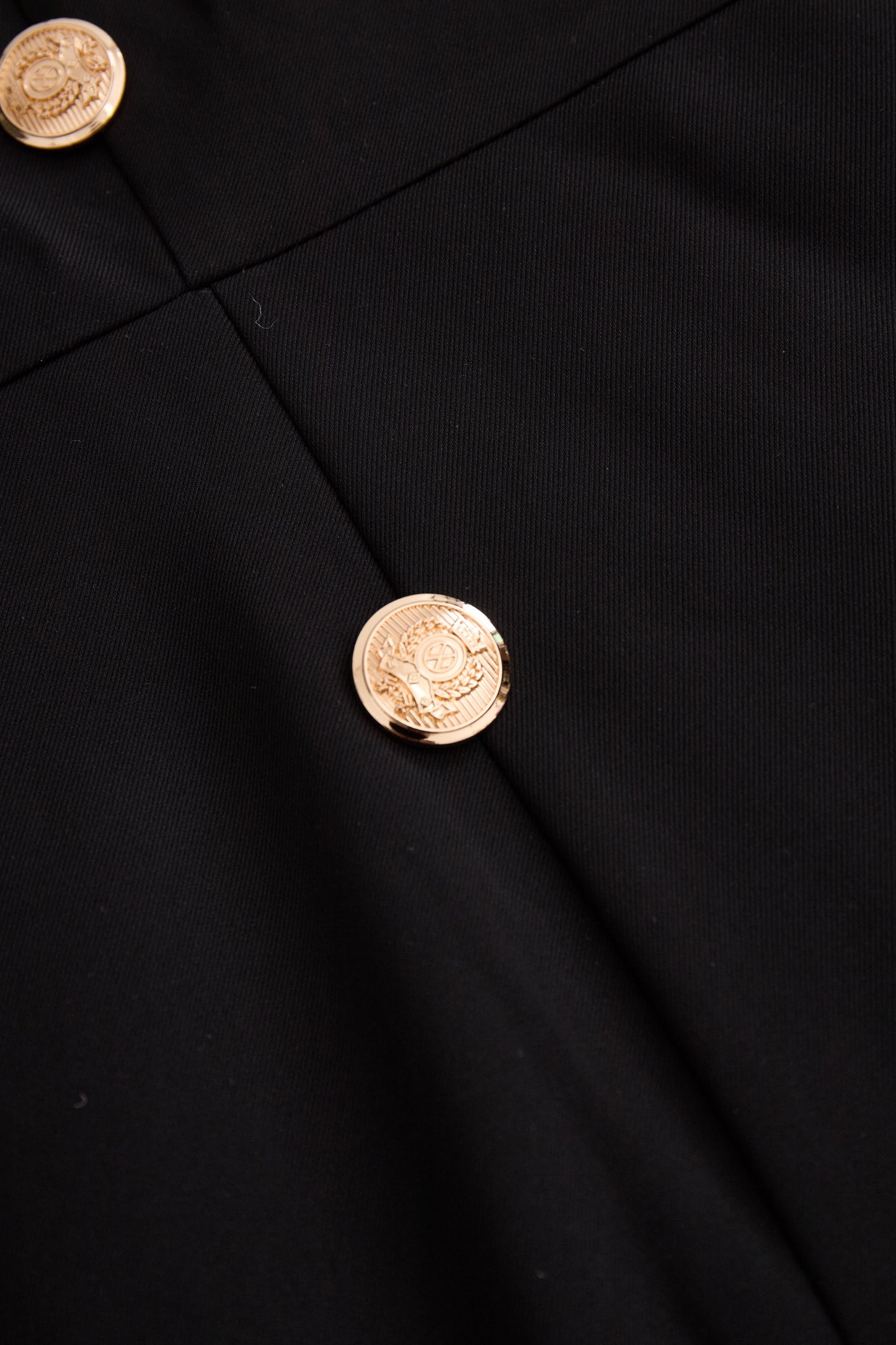 Black Double-Breasted Blazer Dress with Gold Buttons