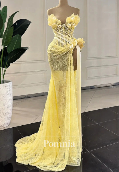 Charming Sleeveless Strapless Appliques Corset Tulle Prom Dress