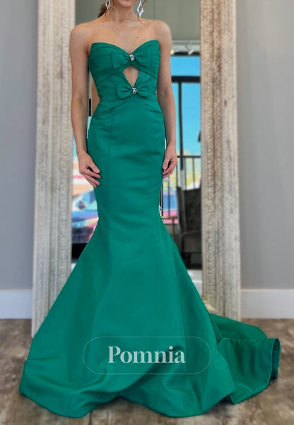 Jade Strapless Sleeveless Satin Mermaid Prom Dress