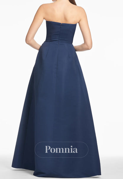 Elegant A-Line Strapless Sleeveless Printed Floral Mother of the Bride Dress