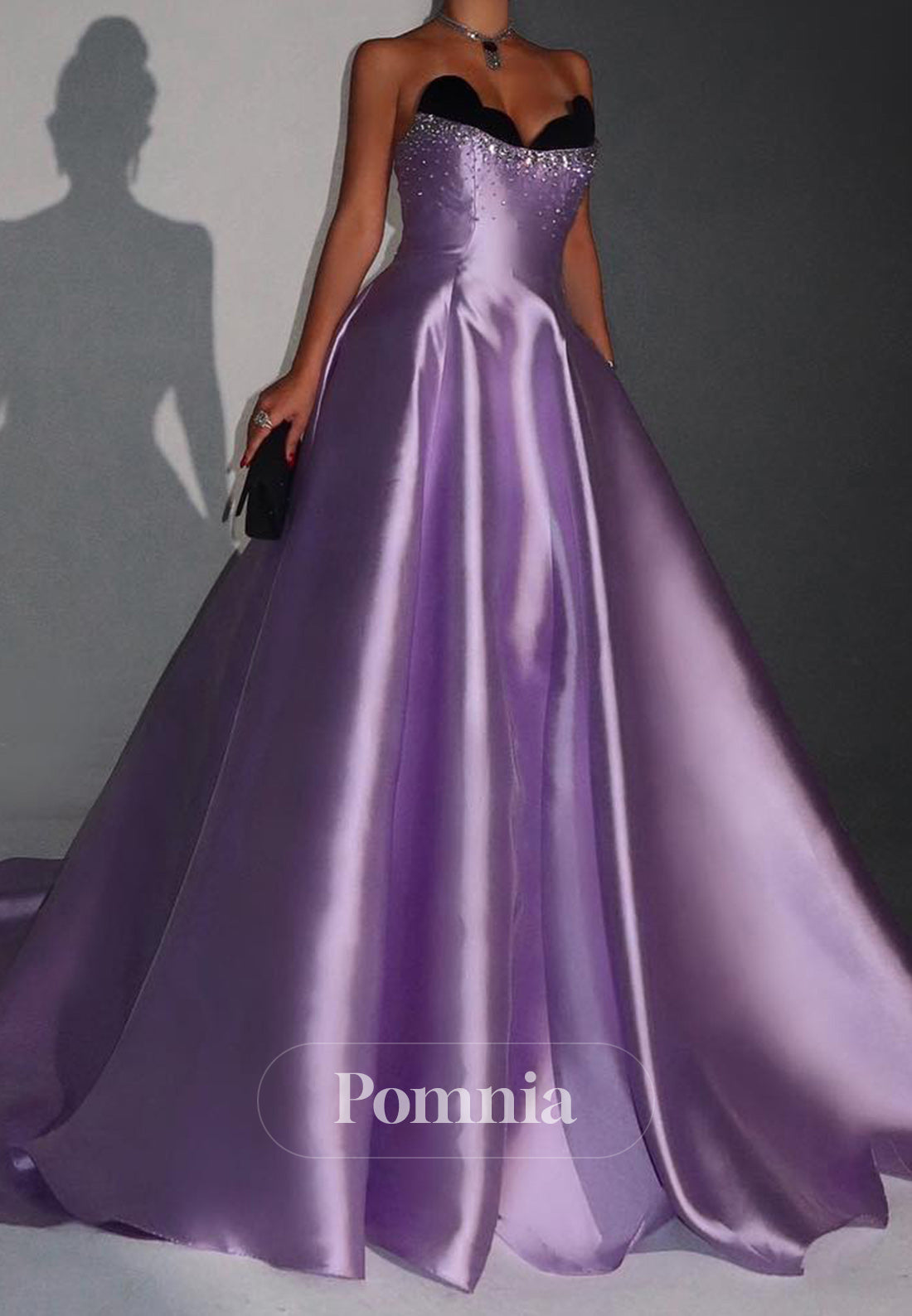 Lilac A-Line Strapless Sleeveless Sequins Evening Dress