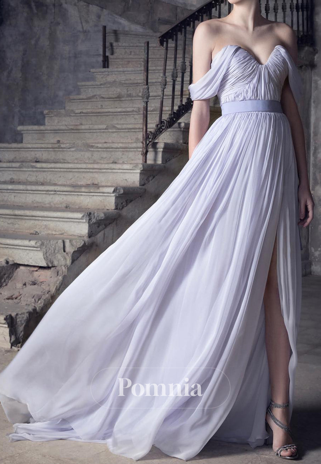 Lilac A-Line Sweetheart Ruched Chiffon Evening Dress